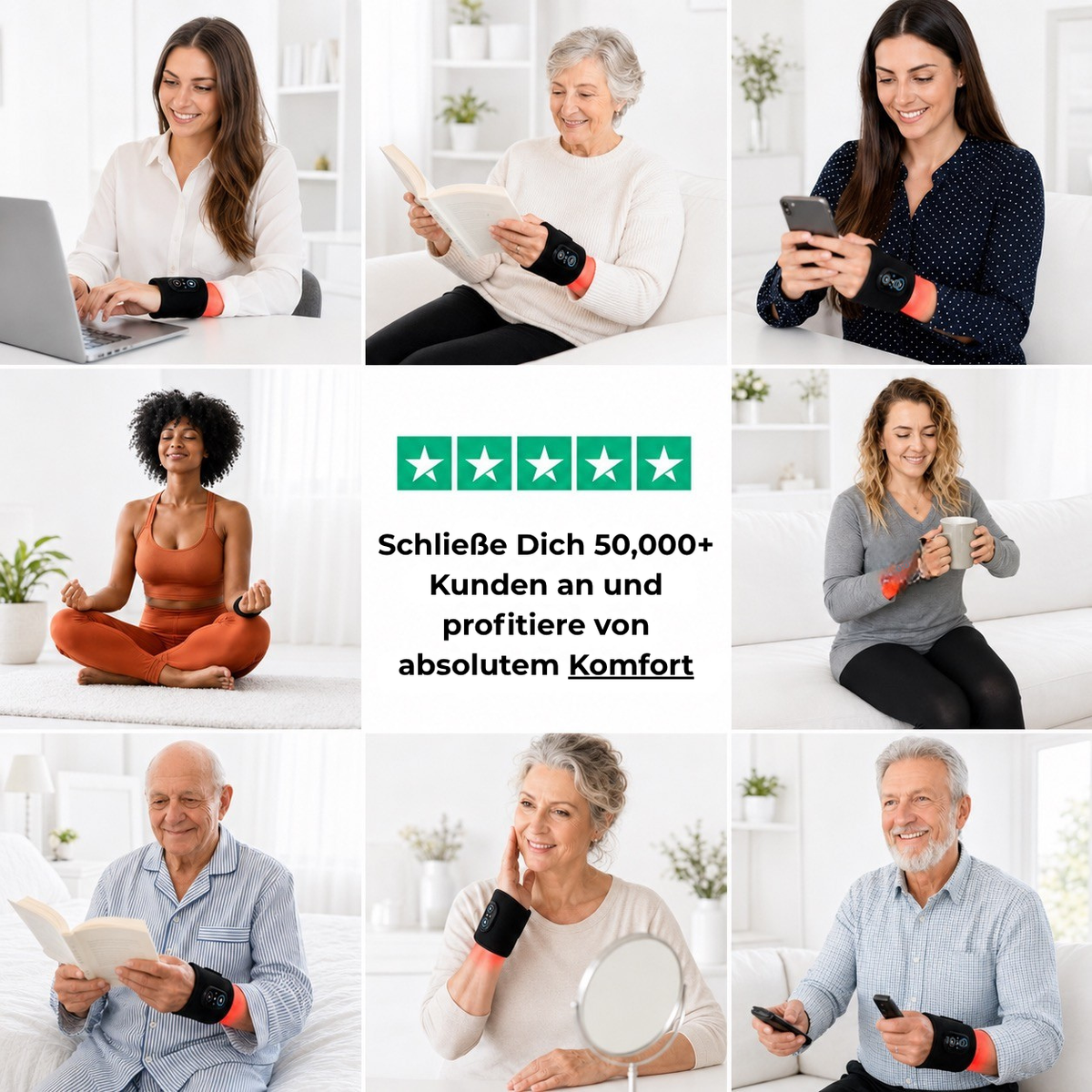 RelessRelessWrap™ Handgelenk-Bandage mit Infrarotlicht-Therapie, elastisch und bequem, zur Schmerzlinderung und Unterstützung