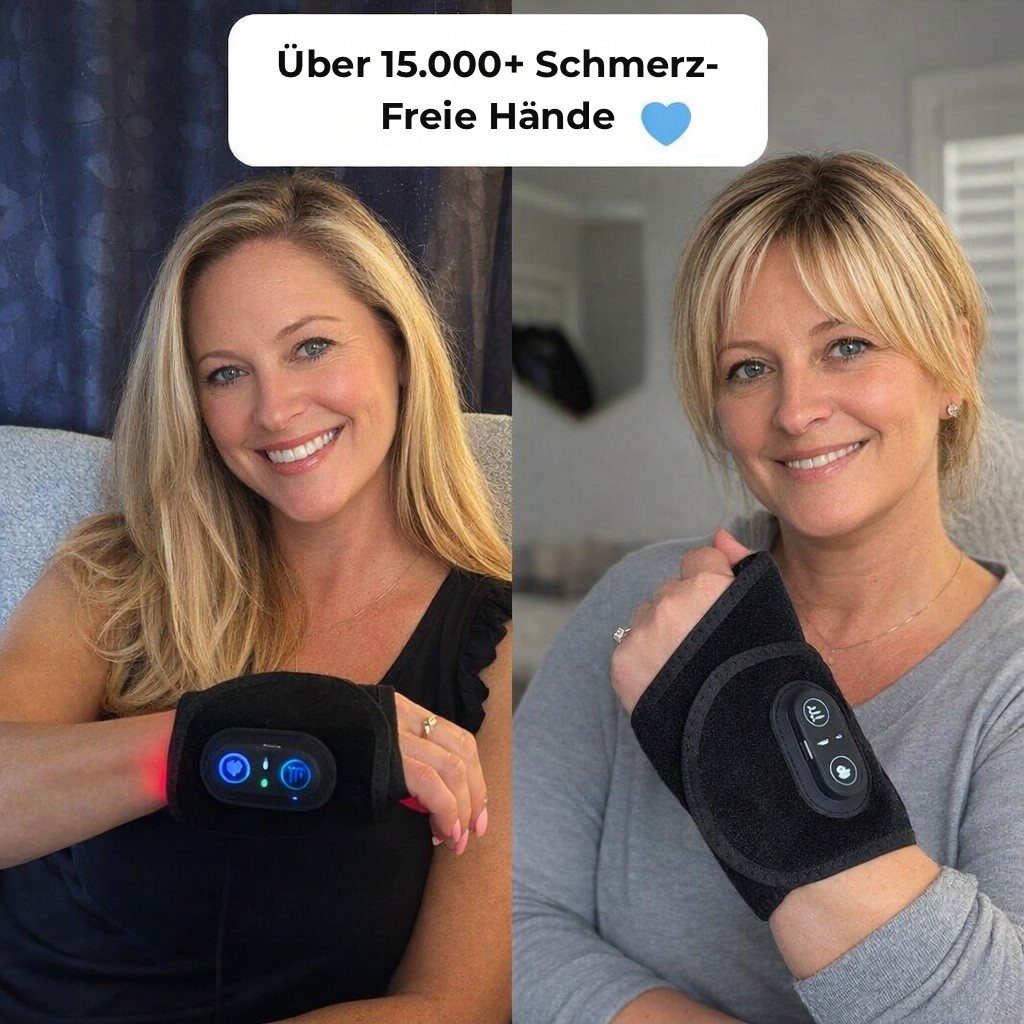RelessRelessWrap Handgelenk-Bandage mit Rot- und Infrarotlicht-Therapie, flexible medizinische Unterstützung für das Handgelenk.