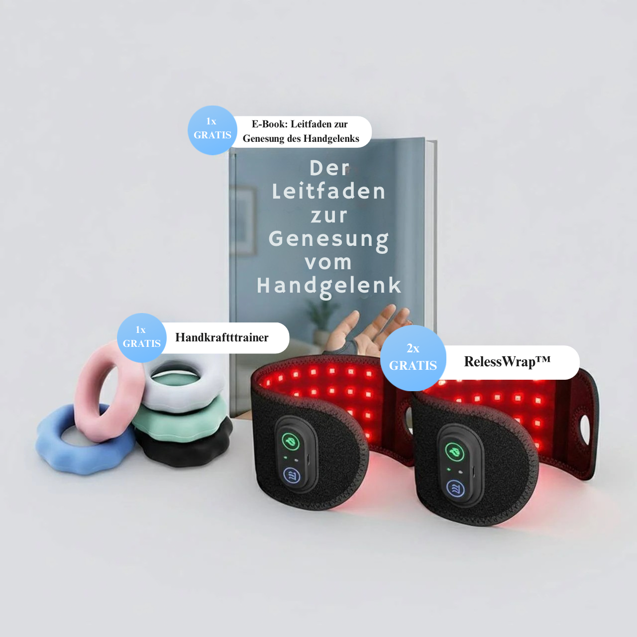 RelessRelessWrap™ Handgelenk-Bandage mit Rot- und Infrarotlicht-Therapie für Schmerzen und Unterstützung