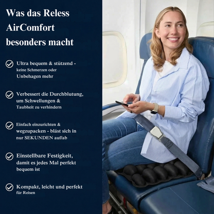 Reless AirComfort™ Reisekissen für Langstreckenflüge, aufblasbares Nackenkissen in neutralem Design, bequem und ergonomisch.