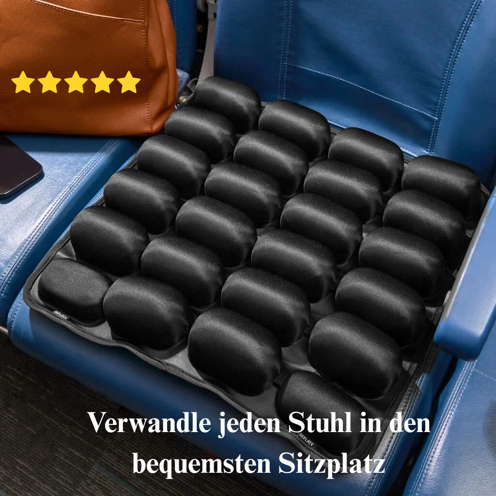Reless AirComfort™ Reisekissen für Langstreckenflüge, aufblasbares Kissen mit ergonomischer Form und weichem Bezug.
