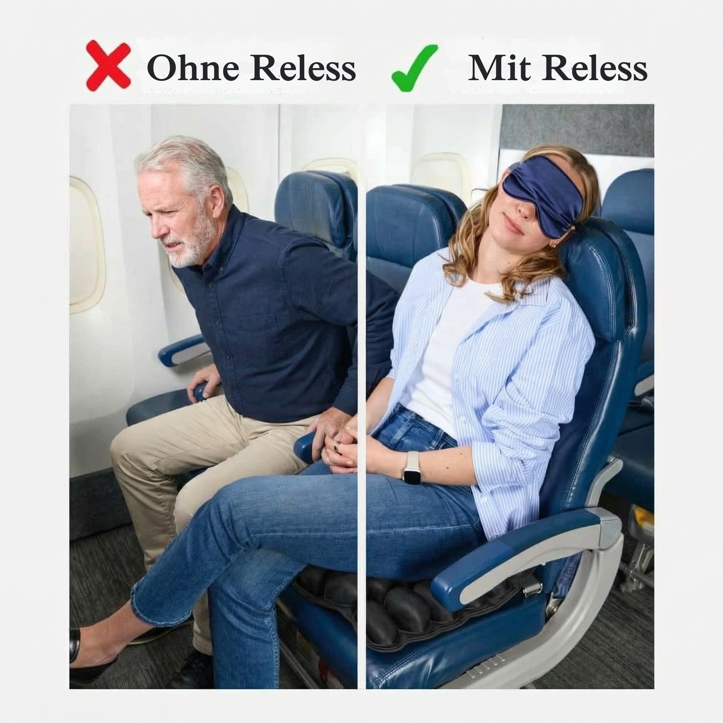 Reless AirComfort™ Reisekissen für Langstreckenflüge, weiches Nackenstützkissen in neutraler Farbe, ideal für Reisen