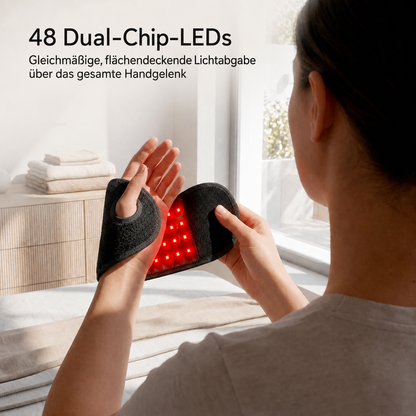 RelessRelessWrap™ Handgelenk-Bandage mit Infrarotlicht-Therapie, flexible Bandage für Schmerztherapie und Unterstützung.