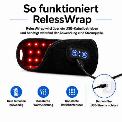 RelessRelessWrap™ Handgelenk-Bandage mit Infrarotlicht-Therapie, flexible Bandage für schmerzlindernde Wärme und Komfort