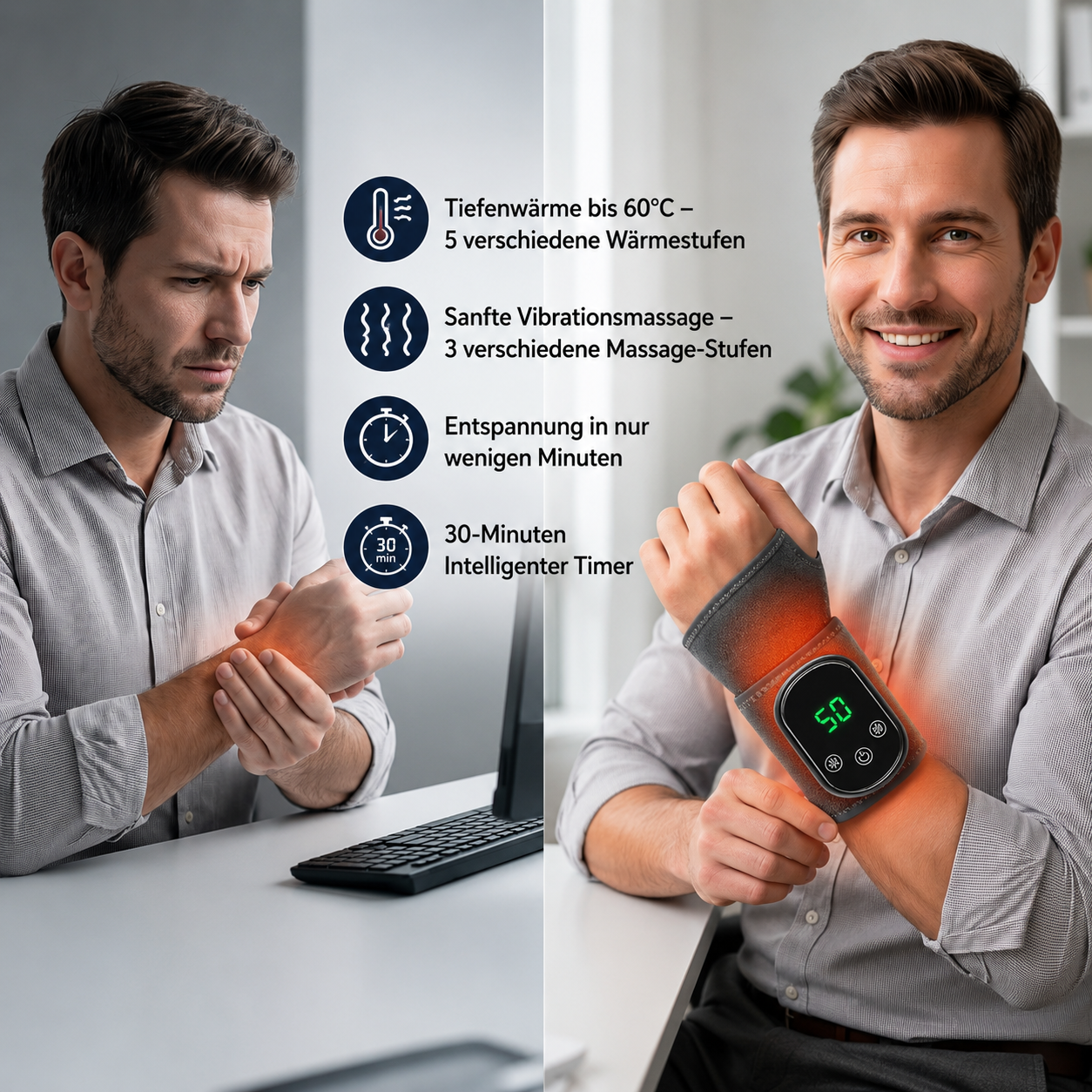 RelessWrap 2.0 Handgelenkstützband für tägliche Unterstützung bei Hand- und Handgelenksbeschwerden, flexible Passform, schwarzes Design