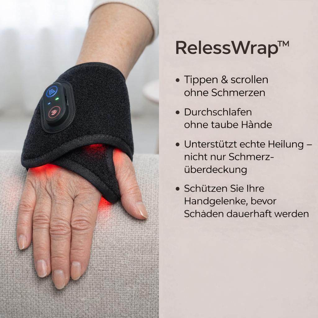 RelessRelessWrap™ Handgelenk-Bandage mit Rot- und Infrarotlicht-Therapie, bequemes Design für Hand- und Handgelenkschmerzen