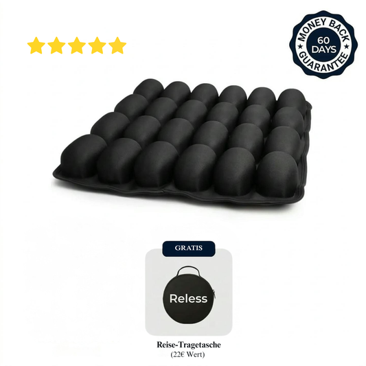 Weiches Reless AirComfort™ Reisekissen für Langstreckenflüge, bequem und ergonomisch für angenehme Reisen.
